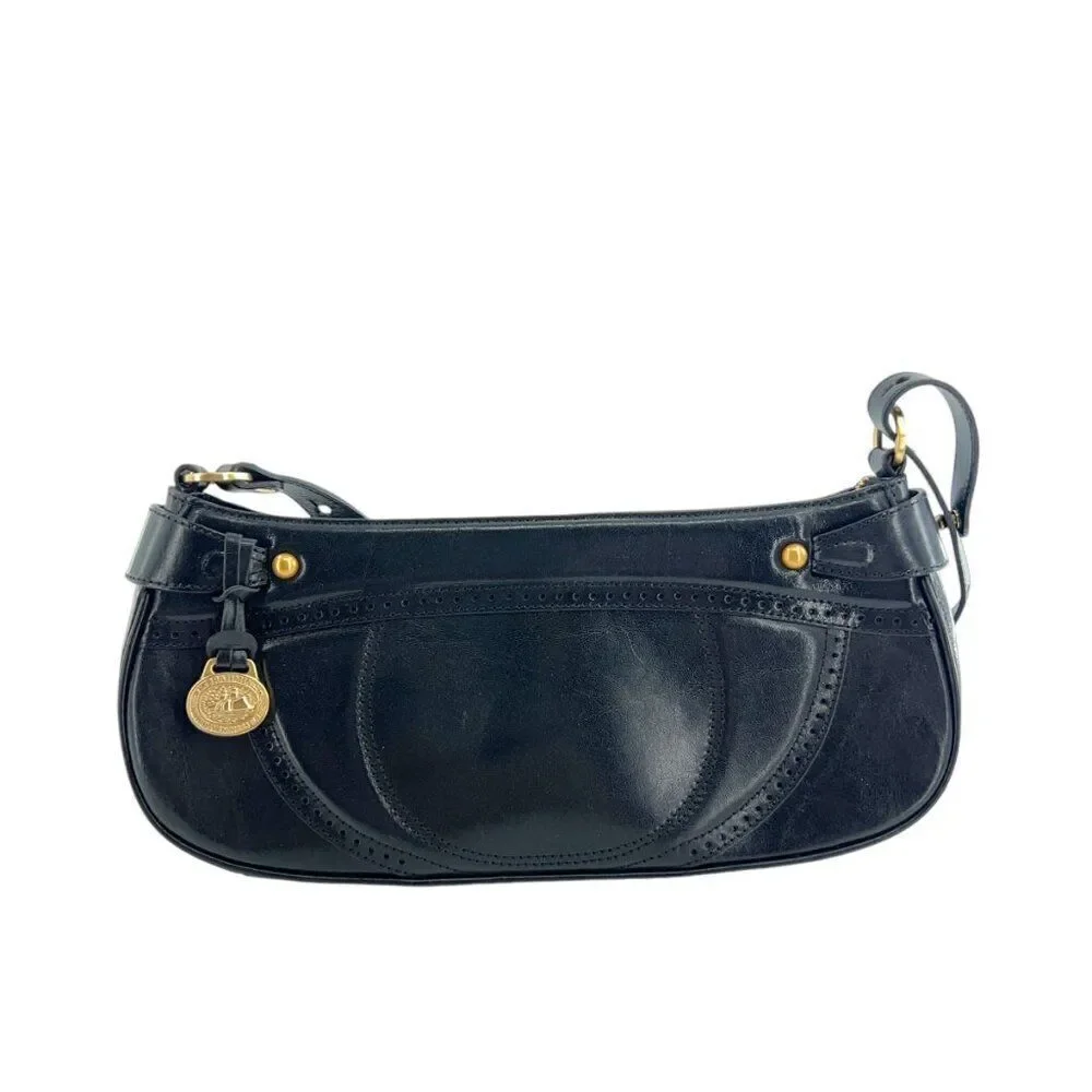BRAHMIN Small Black Smooth Leather Shoulder Bag Purse